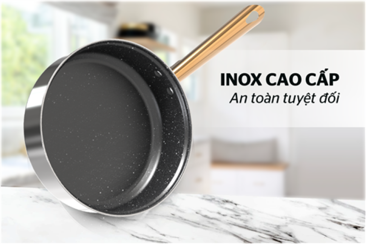 Bộ nồi chảo inox 5 đáy Sunhouse SHG789 - quai chống nóng mạ vàng - Hàng chính hãng