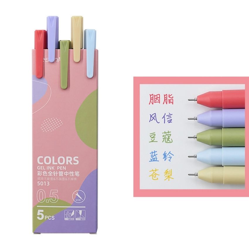 Set 5 bút gel Morandi, bút gel kaco RESUN nhiều màu phụ kiện văn phòng phẩm