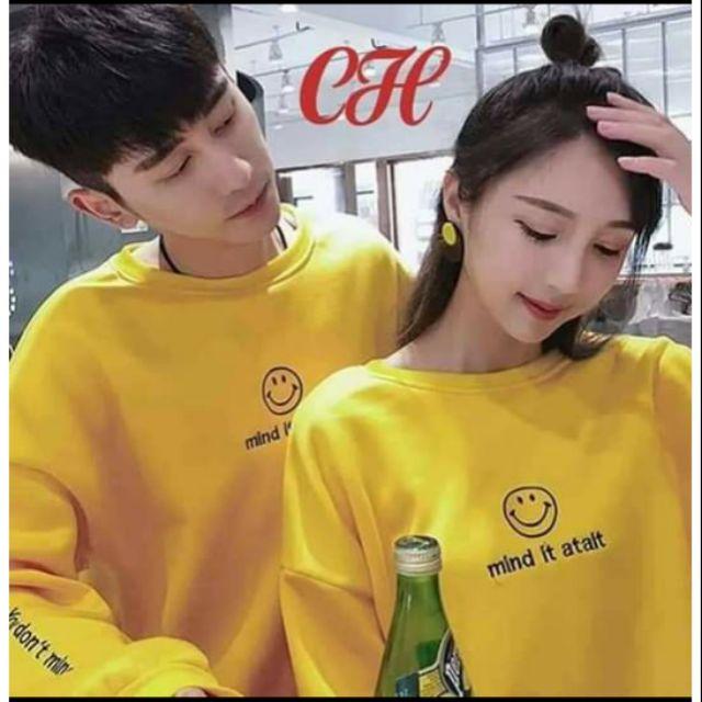 Áo đôi thu đông hình mặt cười