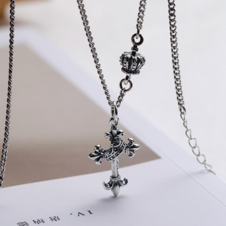 Dây Chuyền Nữ Mạ Bạc Chữ Thập Cá Tính Unisex