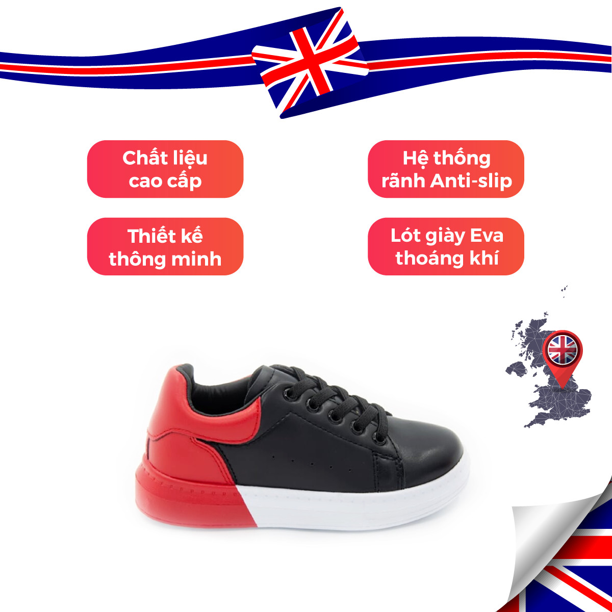 Giày Thể Thao Sneaker Bé Trai Bé Gái Đi Học Cổ Thấp Crown Space UK Active CRUK254 Cho Trẻ em Chất Liệu Cao Cấp  Siêu Nhẹ Êm Size 28-36/4-14 Tuổi