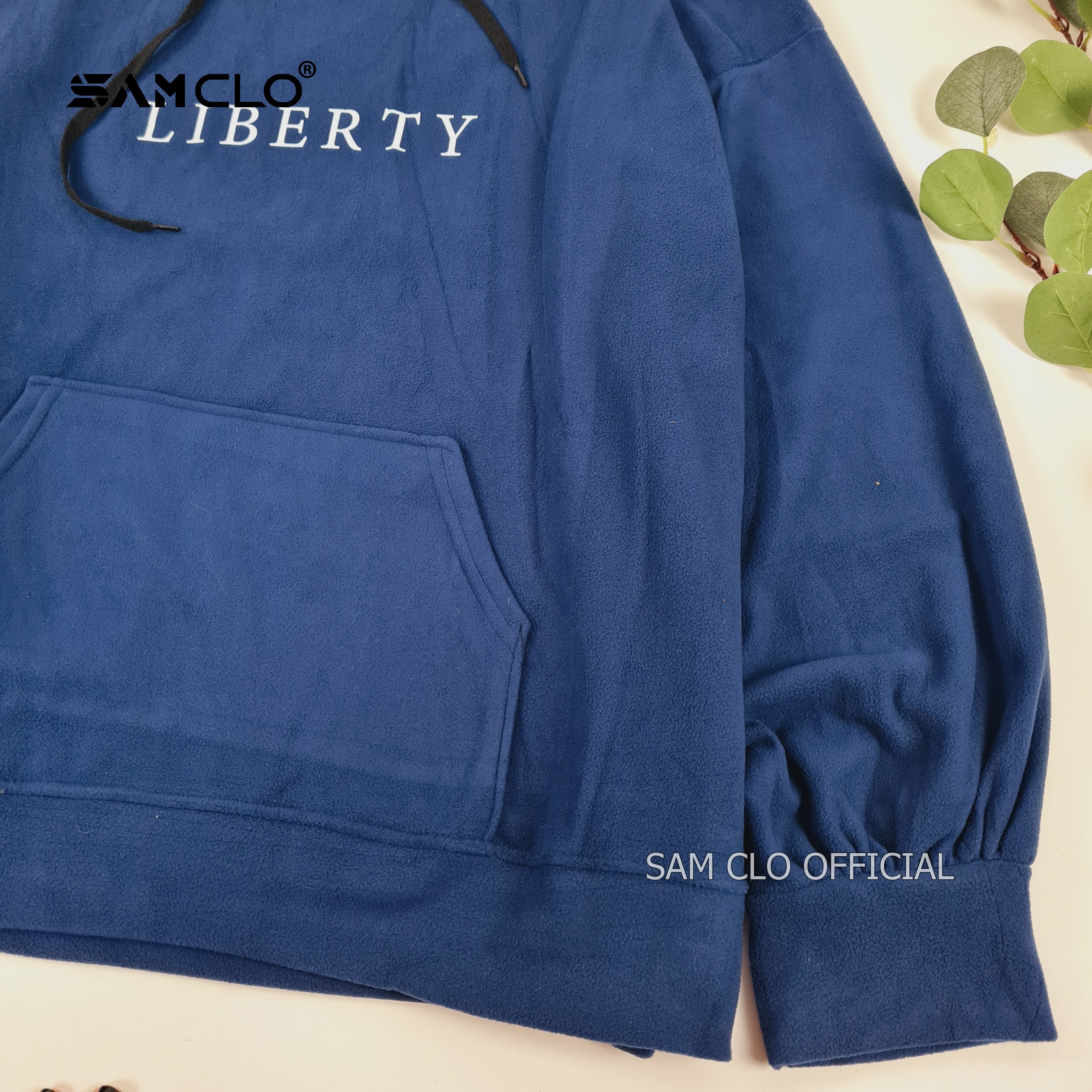 Áo khoác nỉ SAM CLO nam nữ hoodie chui có mũ tay dài thu đông freesize dáng unisex in chữ TRẮNG LIBERTY