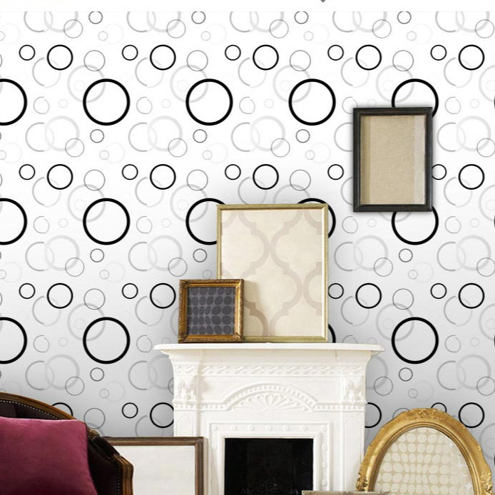 Cuộn 5m Decal Giấy Dán Tường Vòng trong trắng đen