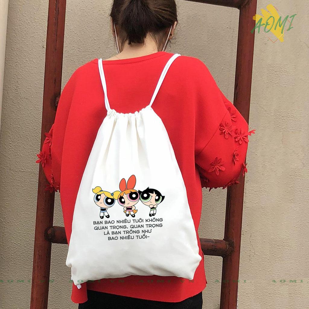 BALO MINI AOMIVN DÂY RÚT NHỎ XINH UNISEX CHẤT CANVAS THỜI TRANG BAO TUOI B CUTE XINH ĐẸP TIỆN ÍCH DẠO PHỐ DU LỊCH