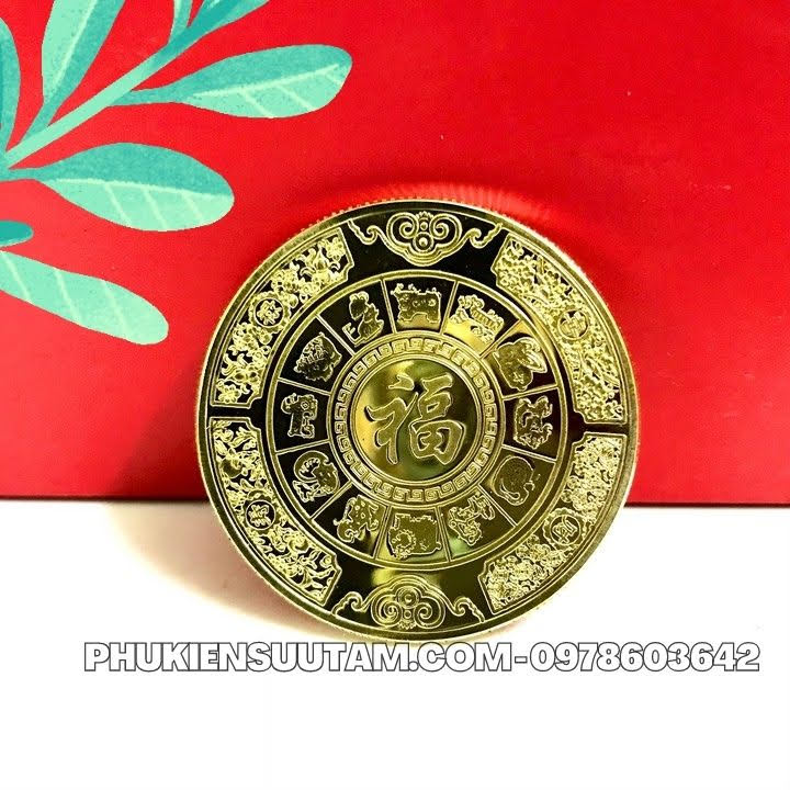 Xu 12 Con Giáp Tuổi Thìn, đường kính: 4cm, màu vàng - SP005821