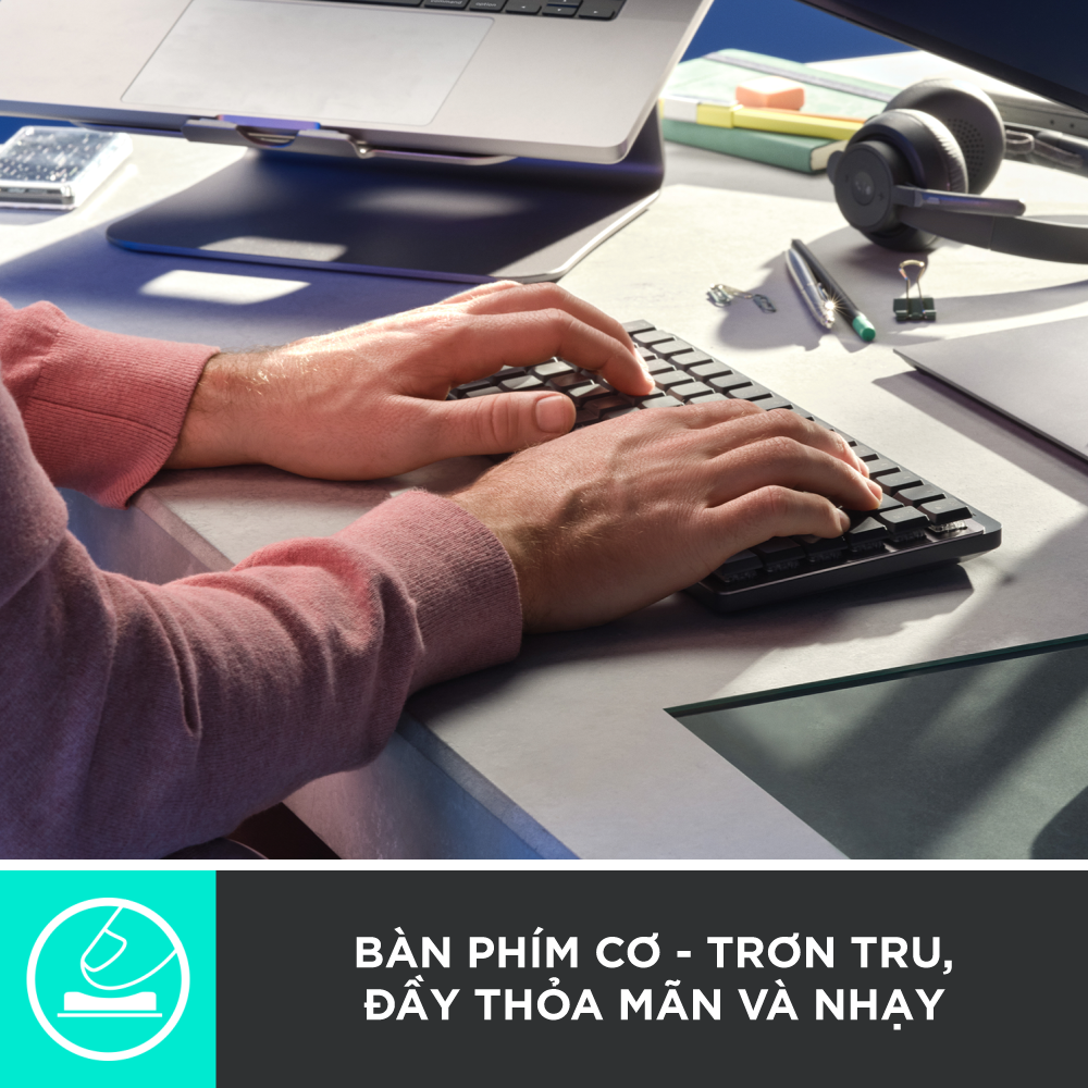 Bàn phím cơ không dây Logitech MX Mechanical Mini  – Tactile, chiếu sáng nền, sạc USB-C, mac OS | Win - Hàng chính hãng