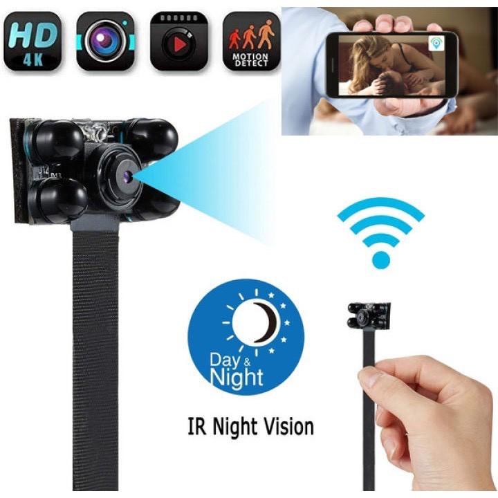 Camera mini V99 IP WIFI siêu nhỏ không dây kết nối với điện thoại, 4 mắt hồng ngoại quay ban đêm, chất lượng FullHD