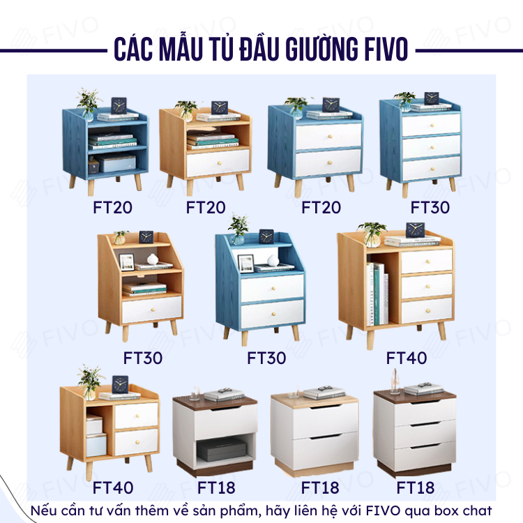 Kệ Tủ Đầu Giường Gỗ FIVO FT40 Mini Màu Gỗ Nhiều Ngăn Đẹp Hiện Đại, Phong Cách Châu Âu Sang Trọng - Hàng Chính Hãng
