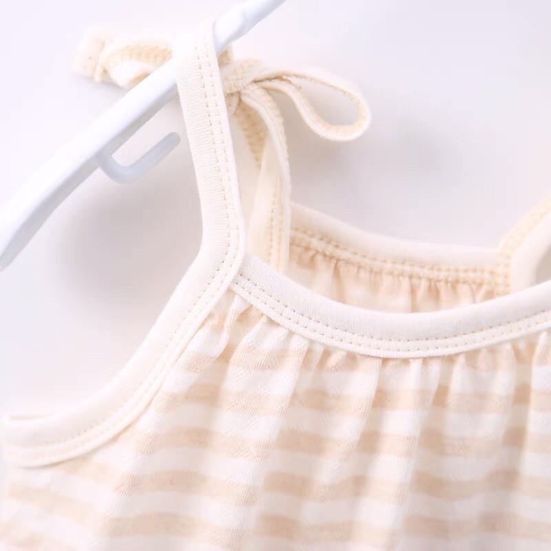 Áo 2 dây 100% cotton hữu cơ tự nhiên an toàn cho bé