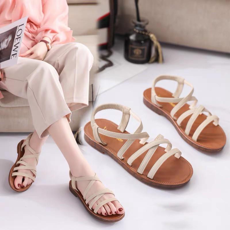 Sandal nữ quai dây chéo đế cao su dẻo xịn hàng QC SẴN HÀNG (Mã A882