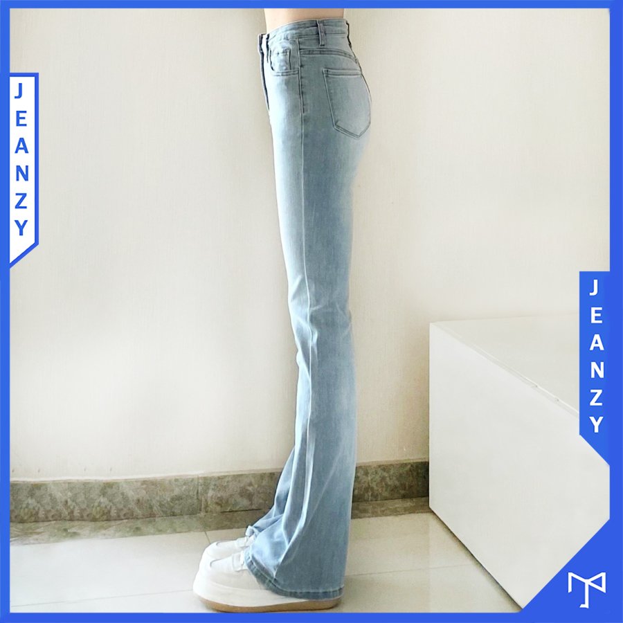 Quần bò jean nữ ống loe co giãn jeans cạp cao cao cấp