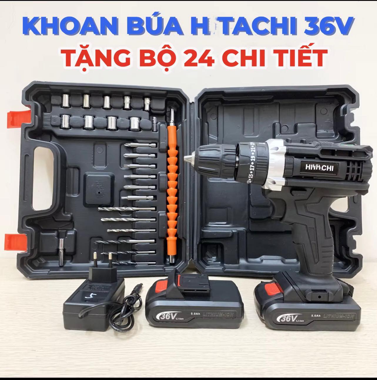 Máy Khoan Pin Hlta.chi 36V – 3 Chức Năng – Tặng Bộ Phụ Kiện 24 Chi Tiết – Máy Khoan Bắn Vít Cầm Tay BH 12 tháng