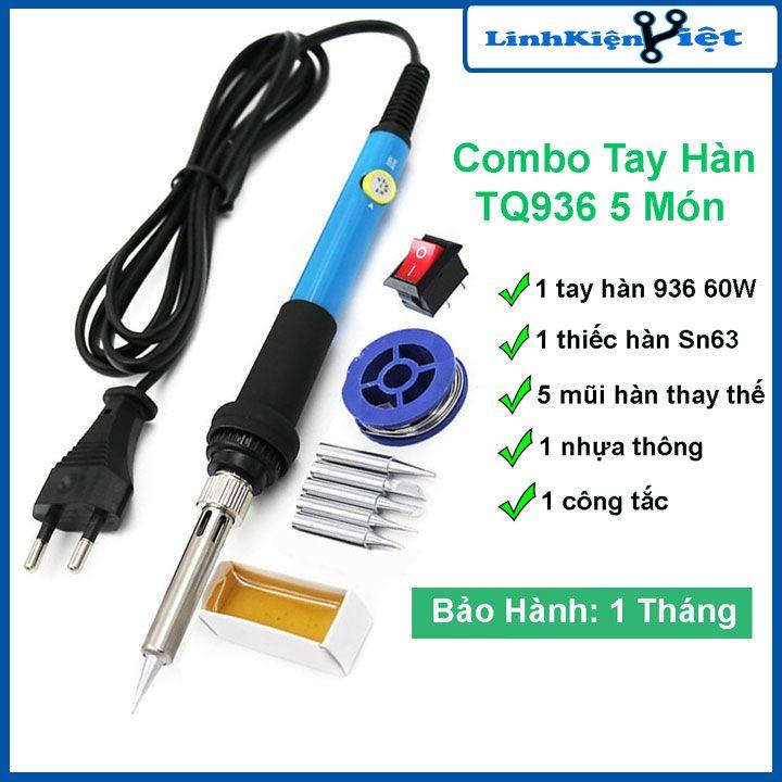 Combo tay hàn nhiệt TQ936 + 5 đầu hàn + 1 thiếc + 1 nhựa thông + 1 công tắc