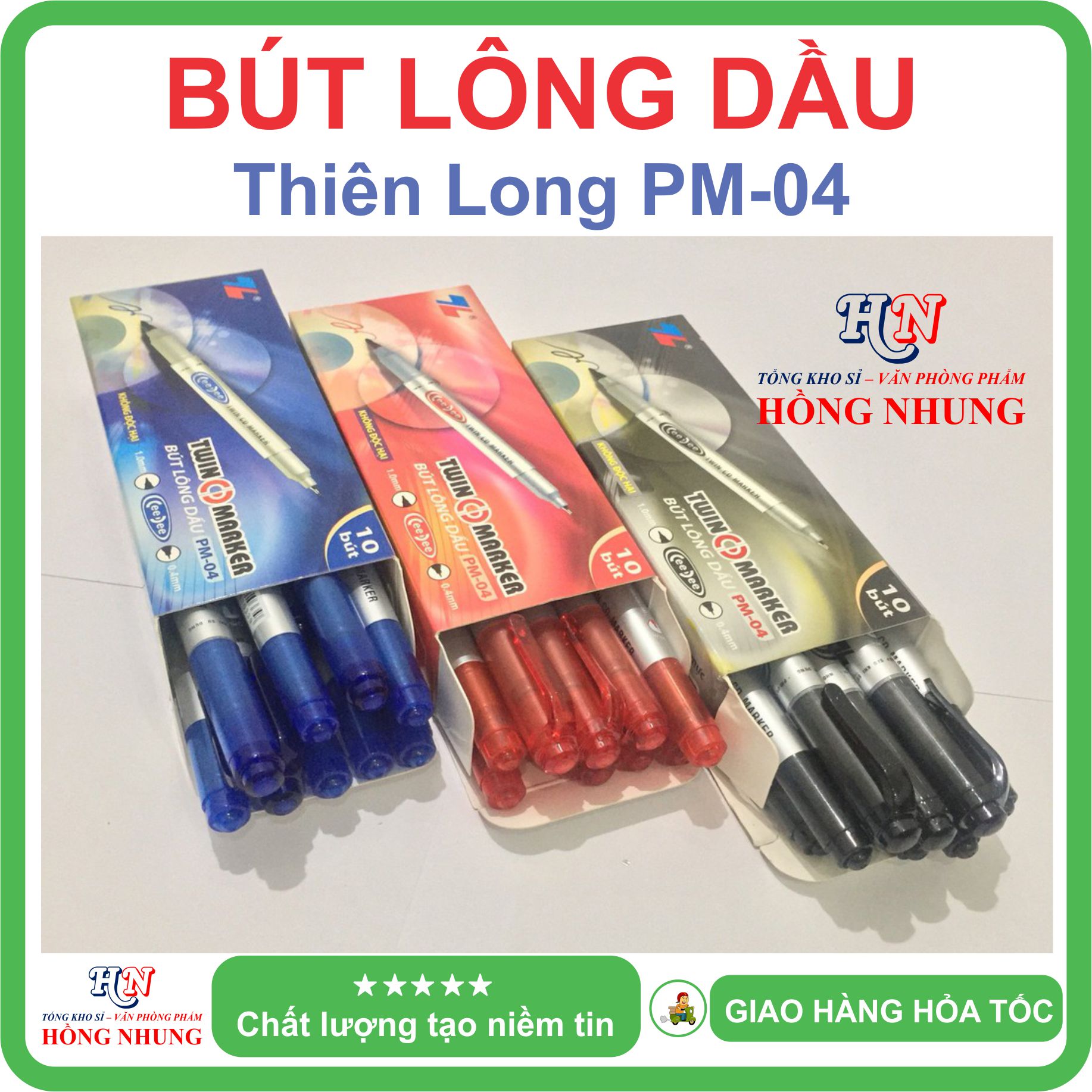 [SÉT] COMBO Hộp 10 Bút Lông Dầu PM-04, Nét viết đều, đậm và êm