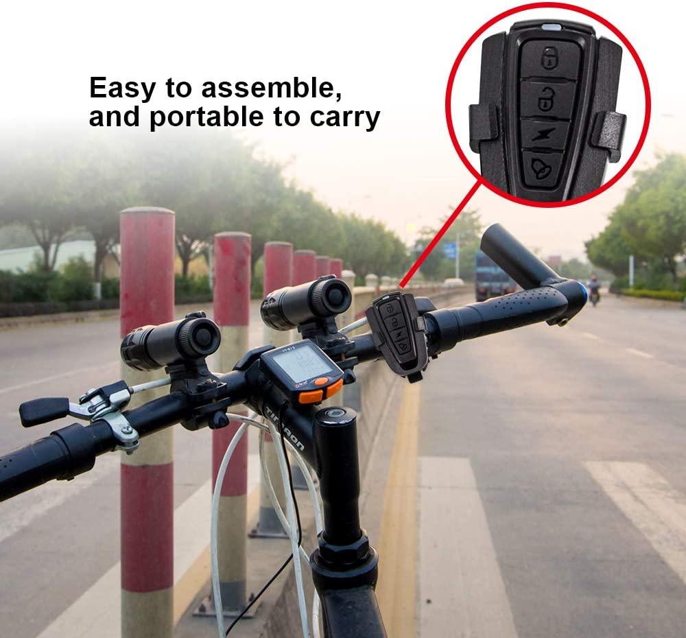 Báo động xe đạp chống trộm thông minh, đèn xe đạp có thể sạc lại, cảnh báo còi điện, công cụ tìm xe đạp với điều khiển từ xa