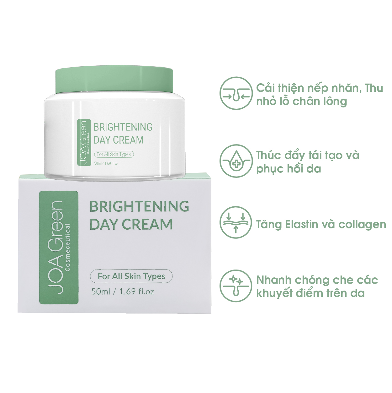 Kem Dưỡng Da Mặt Brightening Day Cream 50ml - JOA GREEN Giúp Phục Hồi, Dưỡng Trắng Da Và Cải Thiện Nếp Nhăn – Mỹ Phẩm MS COSMETIC