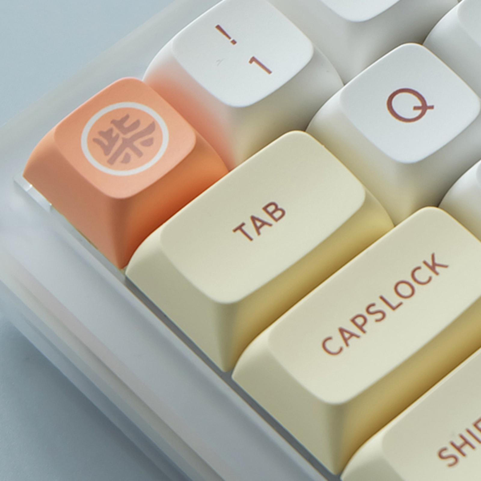 139Keys Xda Profile Keycaps Cute 2-Layer Plastic White PBT Dye Sub Keycaps for MX Gaming Mechanical Keyboard 61/68/84 Keys Layout, for Cherry