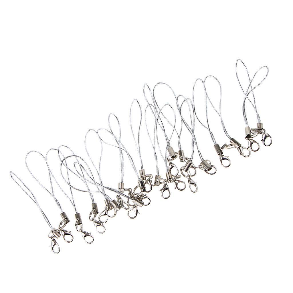 3-5pack 20pcs DIY Mobile Cellphone Keychain Lanyard Charms DIY Rope Silver