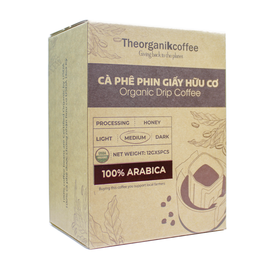 Cà phê Arabica hữu cơ phin giấy - 5 pcs/hộp