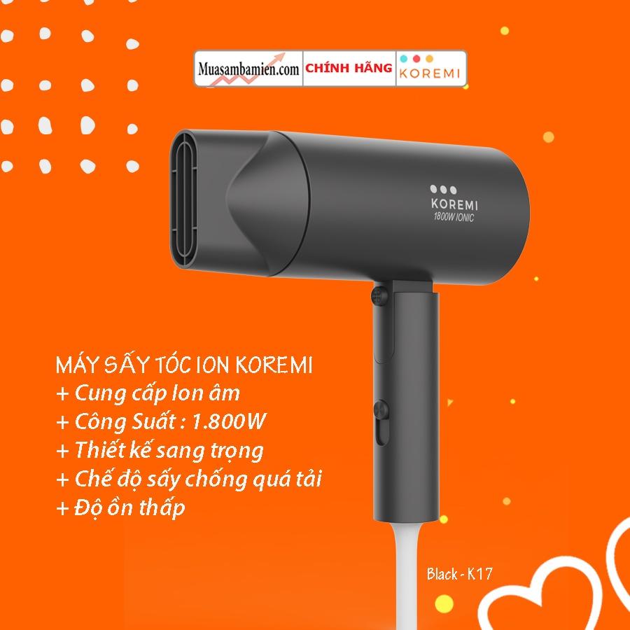 Máy sấy tóc cao cấp sấy nóng lạnh chuẩn salon công suất 1800W sấy tóc Koremi có ion âm bảo vệ tóc