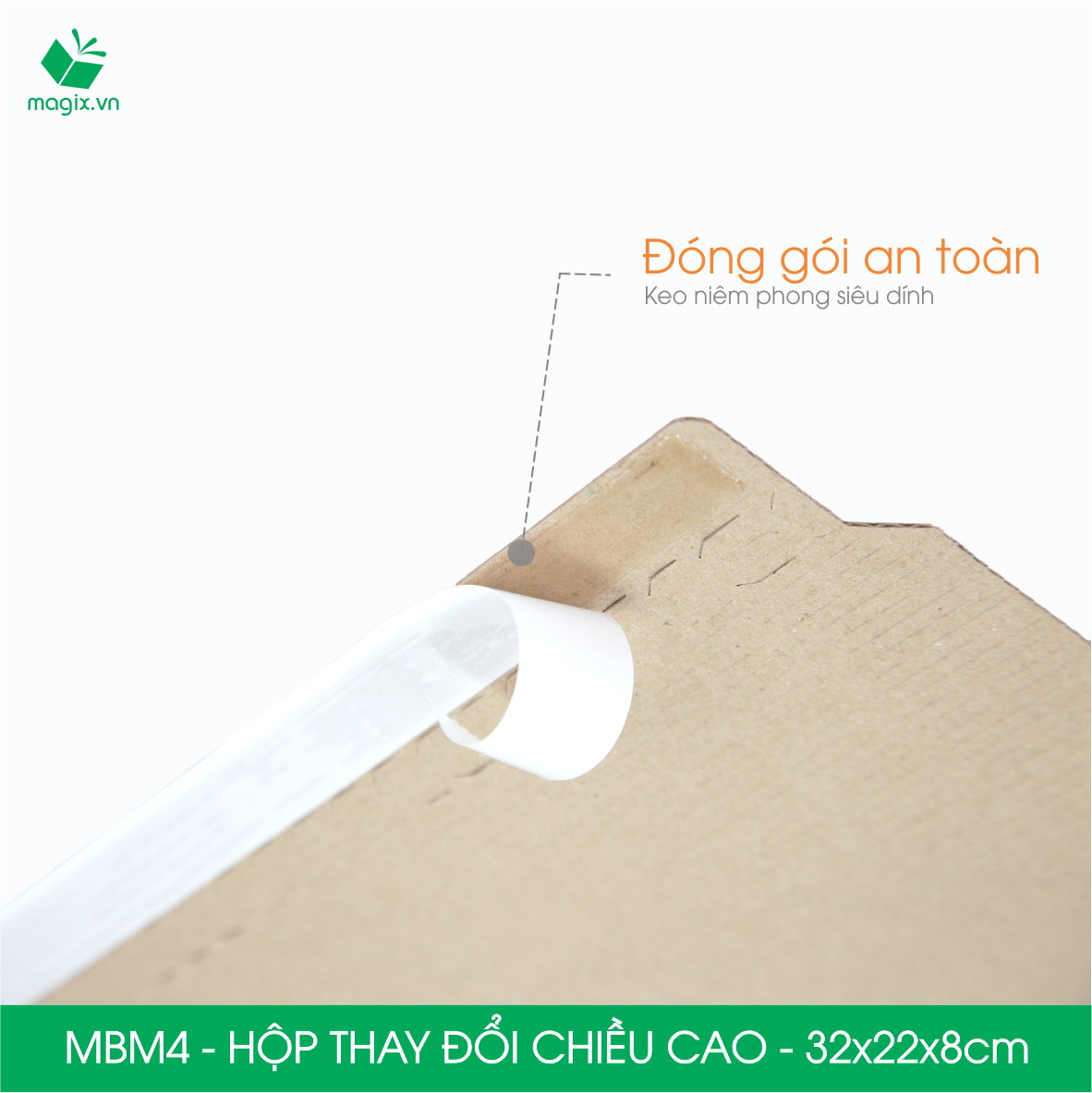 MBM4 - 32x22x8cm - Combo 100 Hộp carton thay đổi chiều cao - Thùng carton đóng hàng