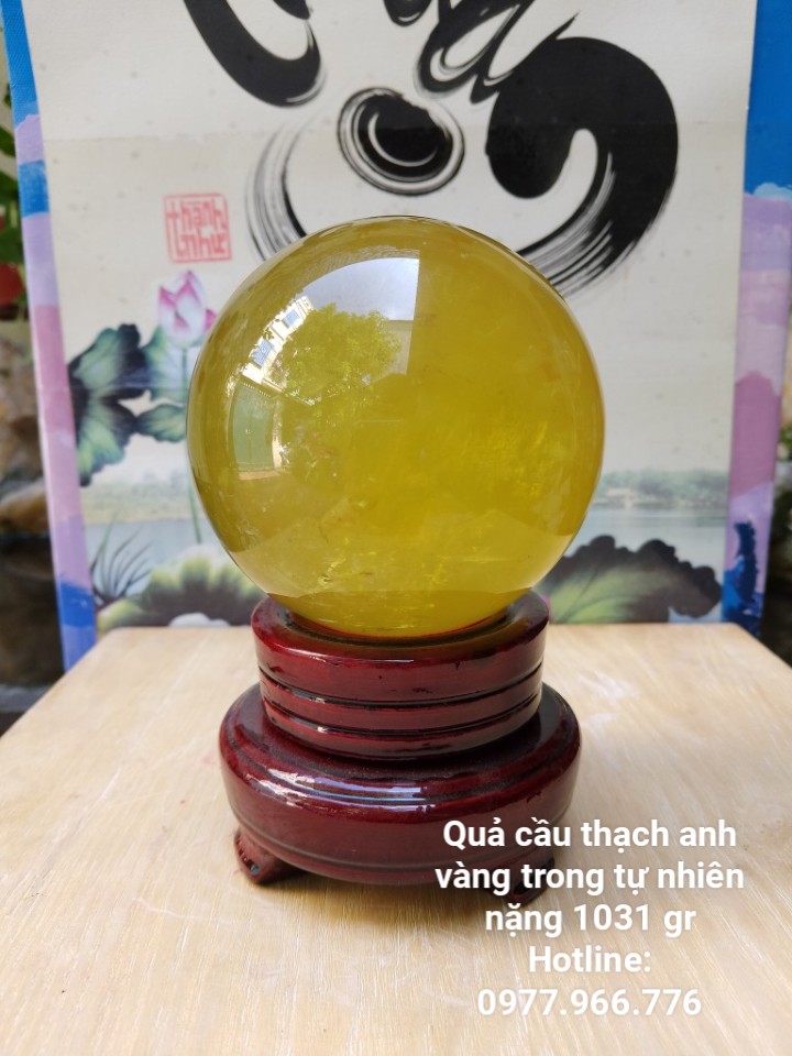 Quả Cầu Thạch Anh Vàng Chanh - Hợp Mệnh Kim, Thổ