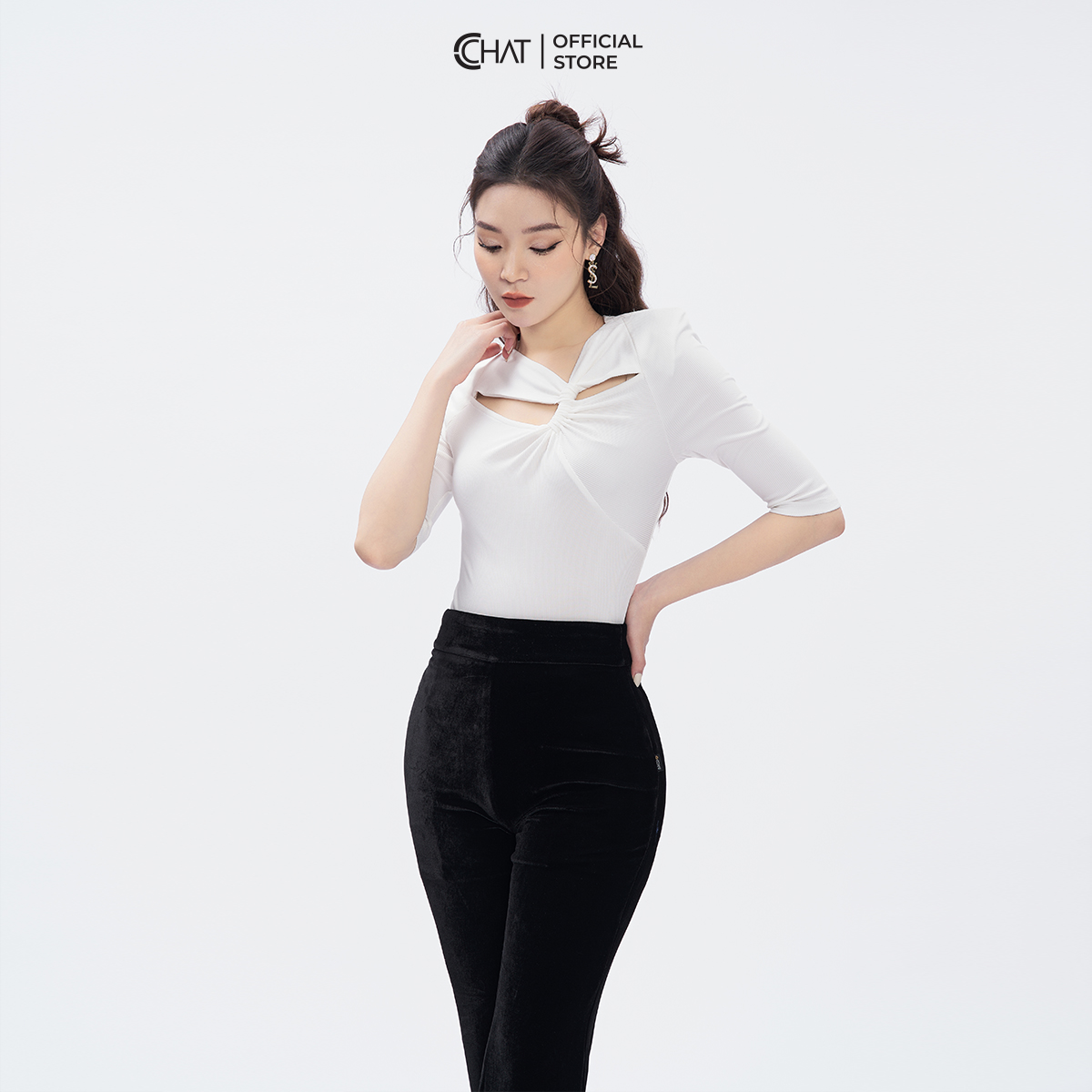Áo Thun Kiểu Ngực Vặn Thừng Chất Vải Cao Cấp Co Giãn 4 Chiều 53TNC2011OT
