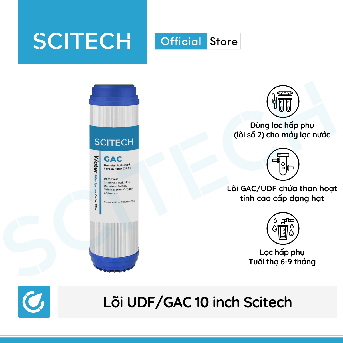 [Nhập CECAMP15KD5 giảm 15K] Bộ lõi số 1,2,3 10 inch (Lõi PP-UDF-CTO) - Dùng cho máy lọc nước RO, bộ lọc thô - Hàng chính hãng