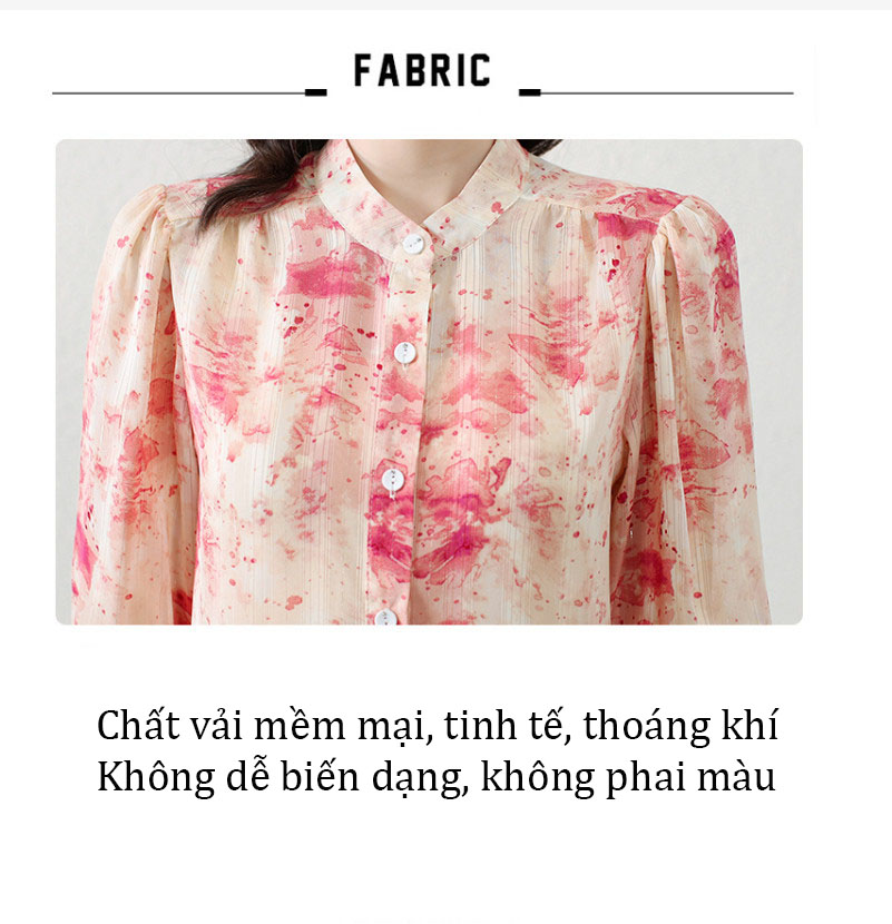 Áo sơ mi in lụa vàng lụa sang trọng đi làm đi chơi phong cách phương Tây mã 505