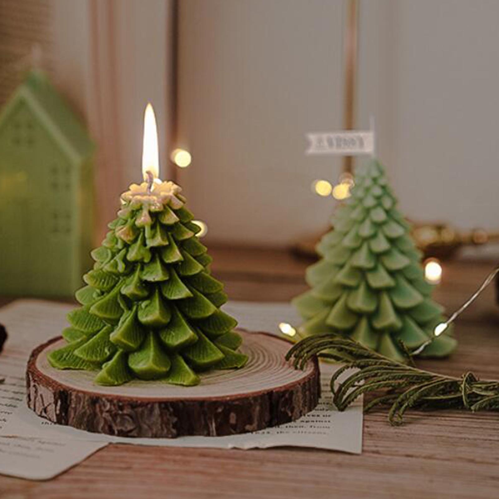 3x 3D Christmas Tree Shape Scented Wax Candle Nordic Bedroom Bar Decorative