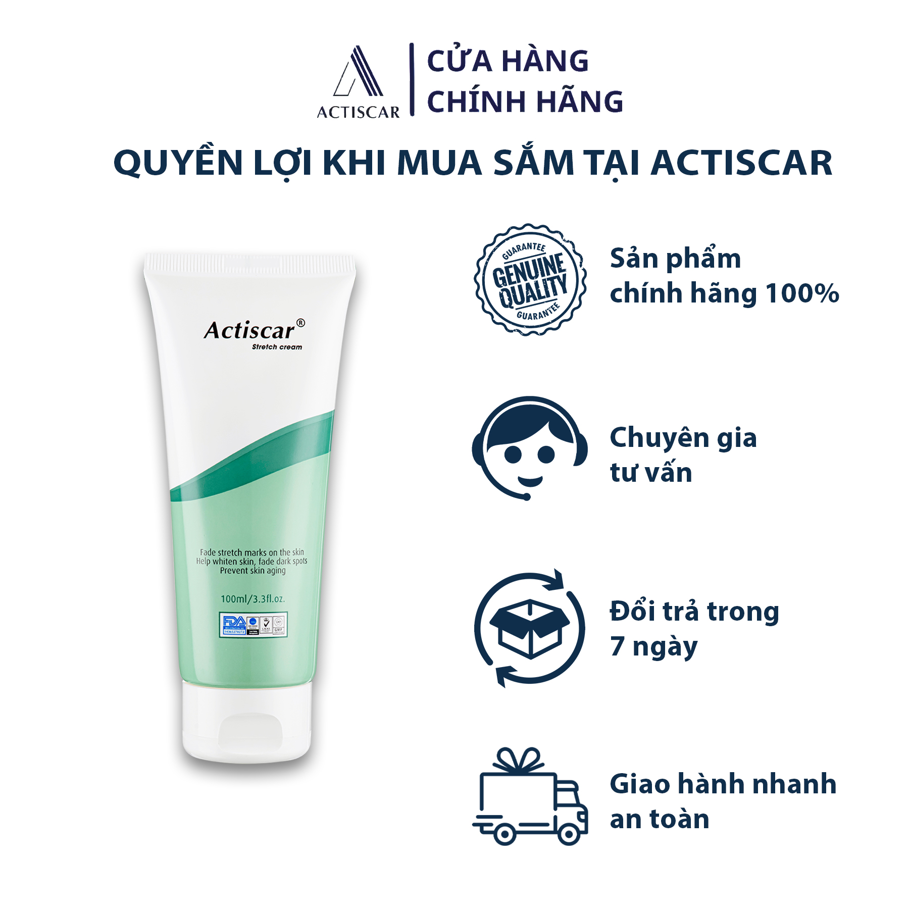 Kem Rạn Da Actiscar Stretch Làm Mờ Rạn Da Cho Bà Bầu, Sau Sinh Làm Đều Màu Da Thành Phần Thiên Nhiên Lành Tính 100ml