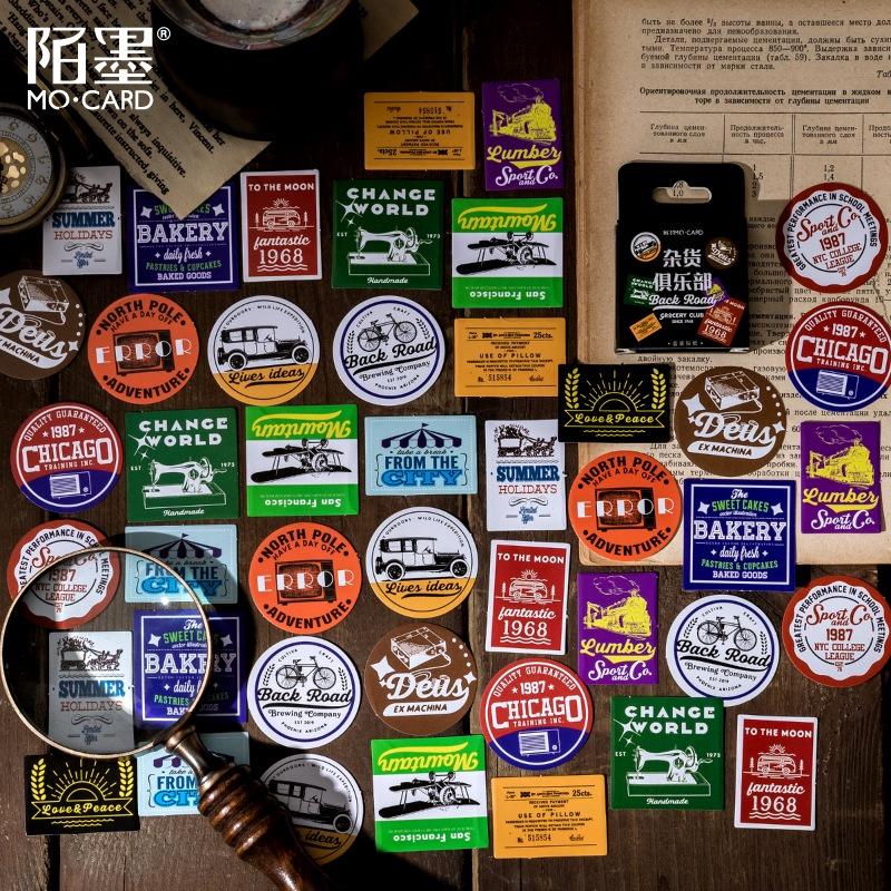 Hộp 45 miếng dán sticker label vintage nhiều hình thù và màu sắc Box Sticker ST331