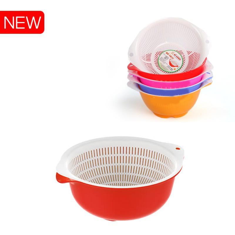 Bộ Thau Rổ Nhựa Đựng Rau Củ Hoa Quả Nhiều Màu Xinh Xắn