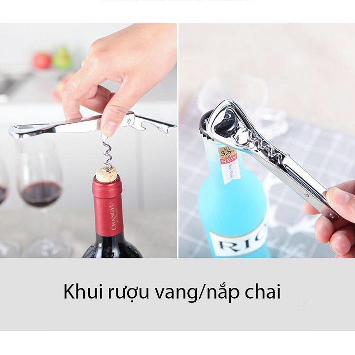 Dụng Cụ Mở Chai Vang , Mở Bia Inox Tiện Lợi