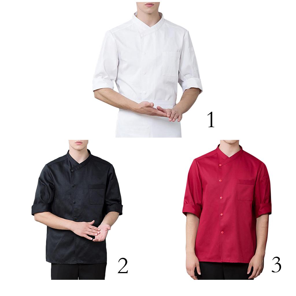 3/4 Sleeve Chef's Coat Jacket Kitchen Cook Coat Uniforms Unisex XXXL