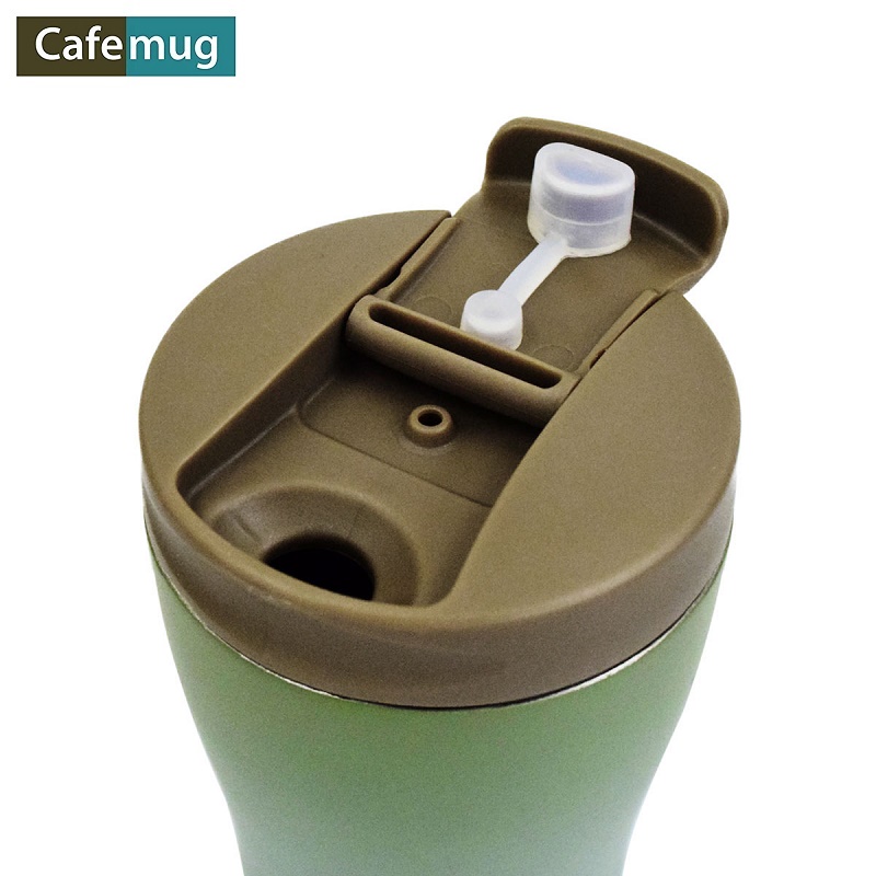 Combo bình giữ nhiệt inox Cafe Mug 360ml + cây rửa chai lọ có đầu mút - nội địa Nhật Bản