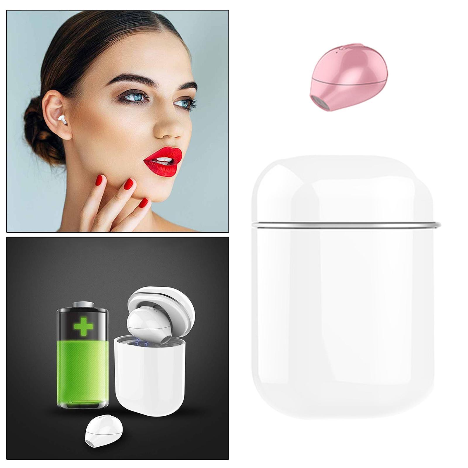 Mini Wireless Earbud Earphone Hidden Bluetooth Earpiece Button Control Pink