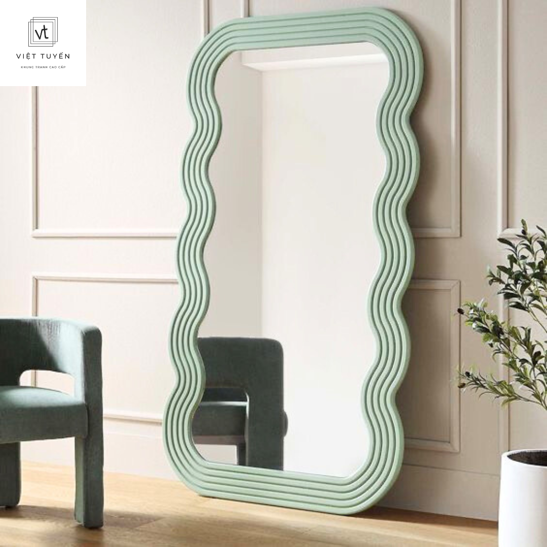 Gương toàn thân lượn sóng HDF Việt Tuyến - Kích thước 60x160cm - Trang trí phòng ngủ, phòng khách