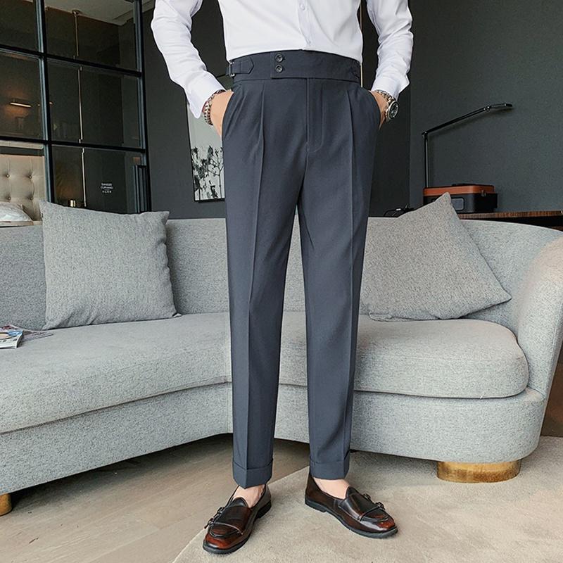 Quần Âu Baggy Nam Ống Đứng Trơn Màu Cạp Cao Phối Đai Khuy Kiểu Mới Thời Trang Zenkonu QUAN NAM 130
