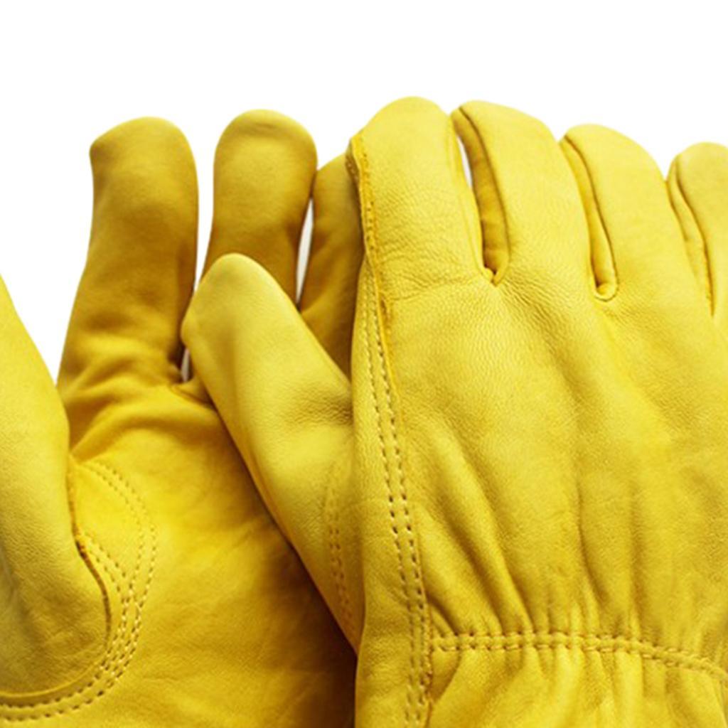 4pcs Grip Leather Work Gloves Stretchable Wrist Tough Cowhide Welding Glove