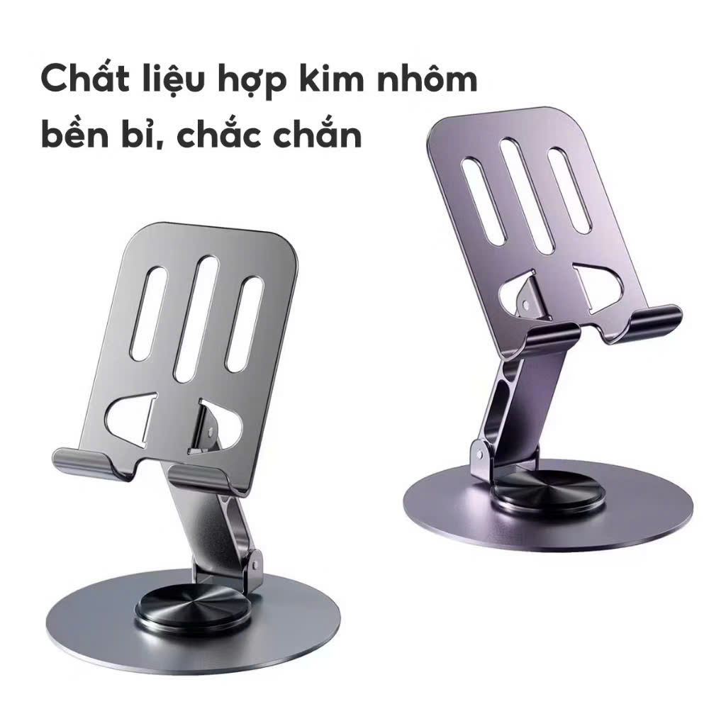 Giá Đỡ Điện Thoại, Máy Tính Bảng, Micofi Xoay 360 Gấp Gọn Nhôm, Để Bàn Livestream Xem Phim - HÀNG CHÍNH HÃNG MINIIN