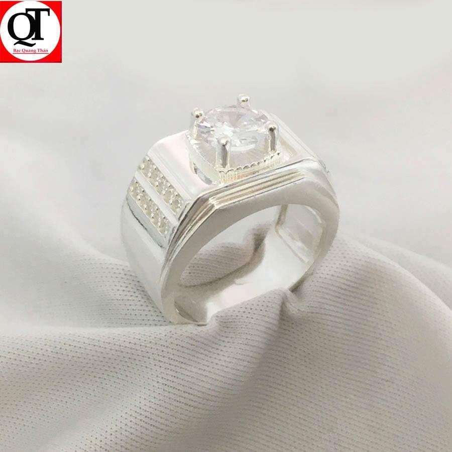 Nhẫn nam bản nhỏ ổ cao phong cách Hàn Quốc chất liệu bạc ta trang sức Bạc Quang Thản - QTNA61