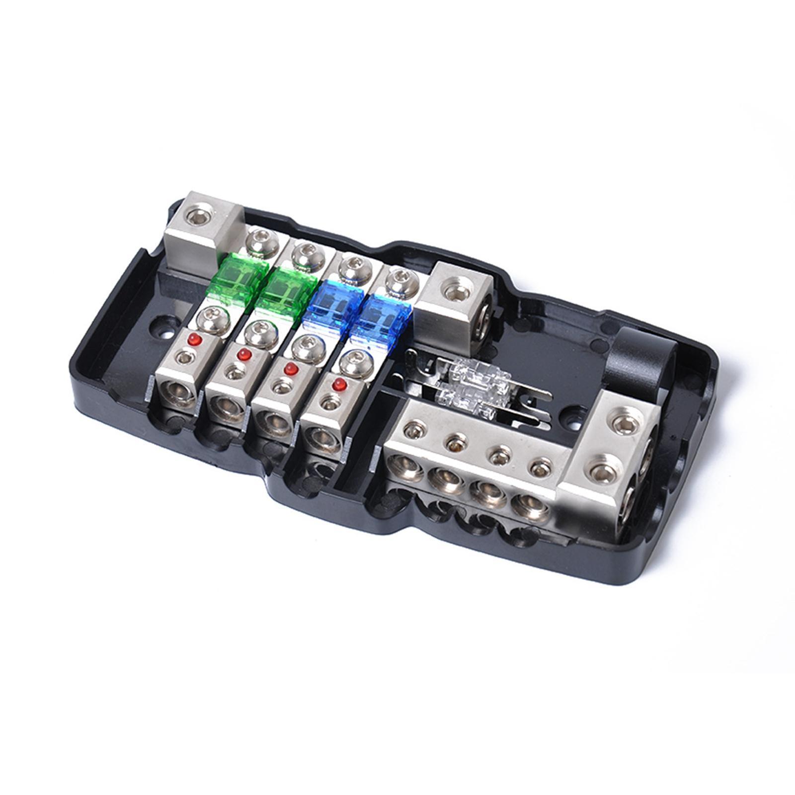 4 Way Fuse Holder 0/4GA 4/8GA Zinc Alloy Fuse Box Cover Case Fit for Car Audio RV Marine