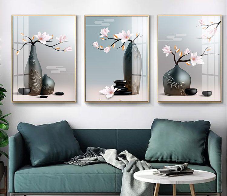 Bộ 3 Tranh Gương Bình Hoa Nghệ Thuật – SNO 11116