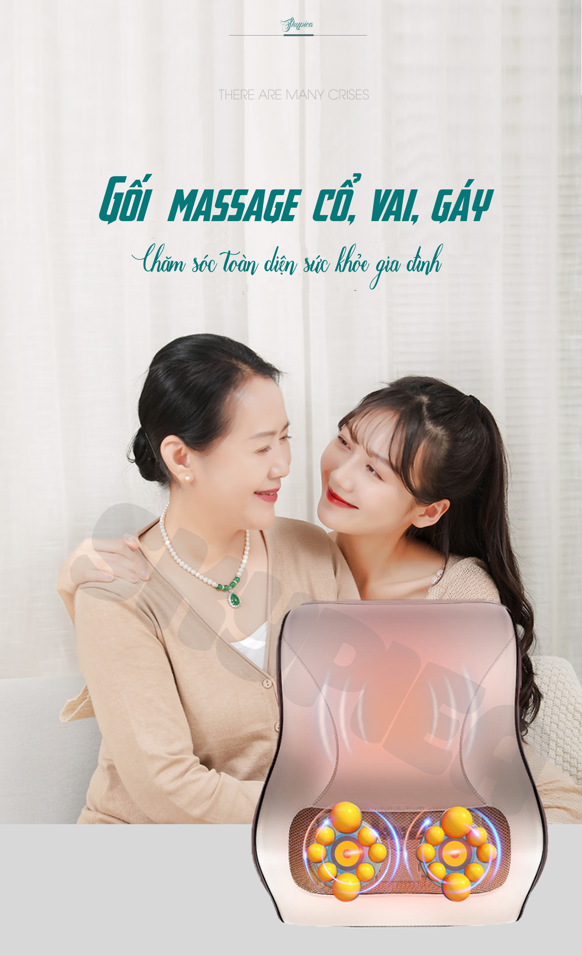 Gối Massage Hồng Ngoại - Đệm Gối Massage Kiêm Tựa Lưng 16 bi - Sử Dụng Pin Sạc - Mát Xa Cổ, Vai, Gáy