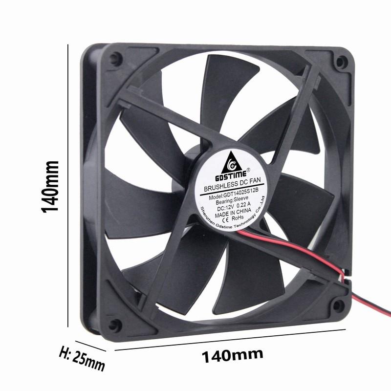 1 pcs Gdstime 1Pin 14cm 140x140mm 1.1 inch 11V Brushless DC Fan Computer PC Case Cooler Cooling Radiator 140mm x 11mm