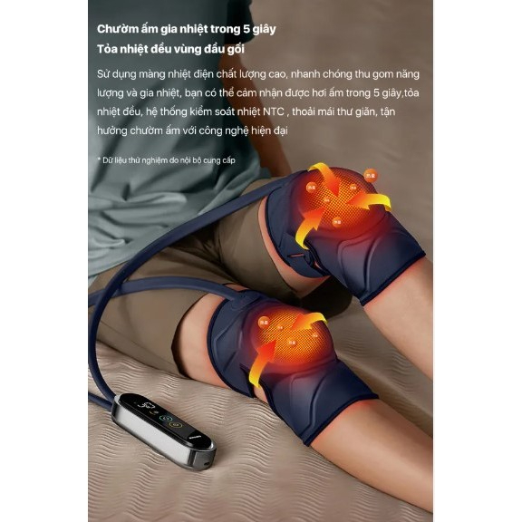 Máy Massage Đầu Gối, túi khí, chườm ấm, khung định hình, 3 chế độ massage cho hiệu quả thư giãn vùng đầu gối, BH 12 tháng