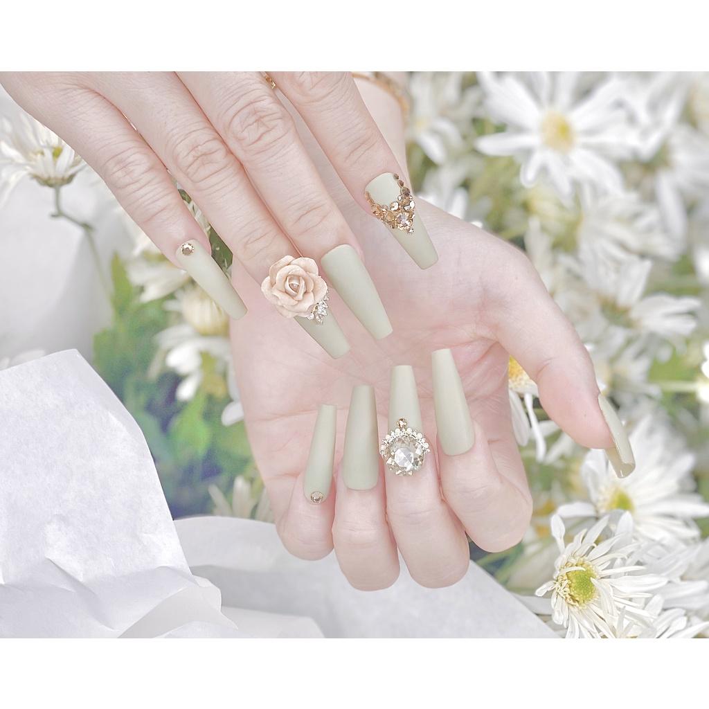 Nail Box > Móng up trang trí hoa hồng phụ kiện và đá