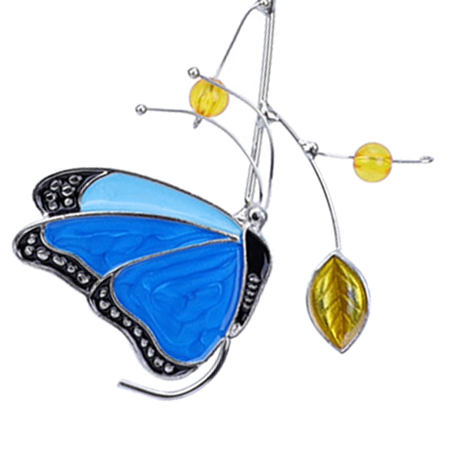 Metal Blue Butterfly Stained Glass Home Window Garden Yard Crafts