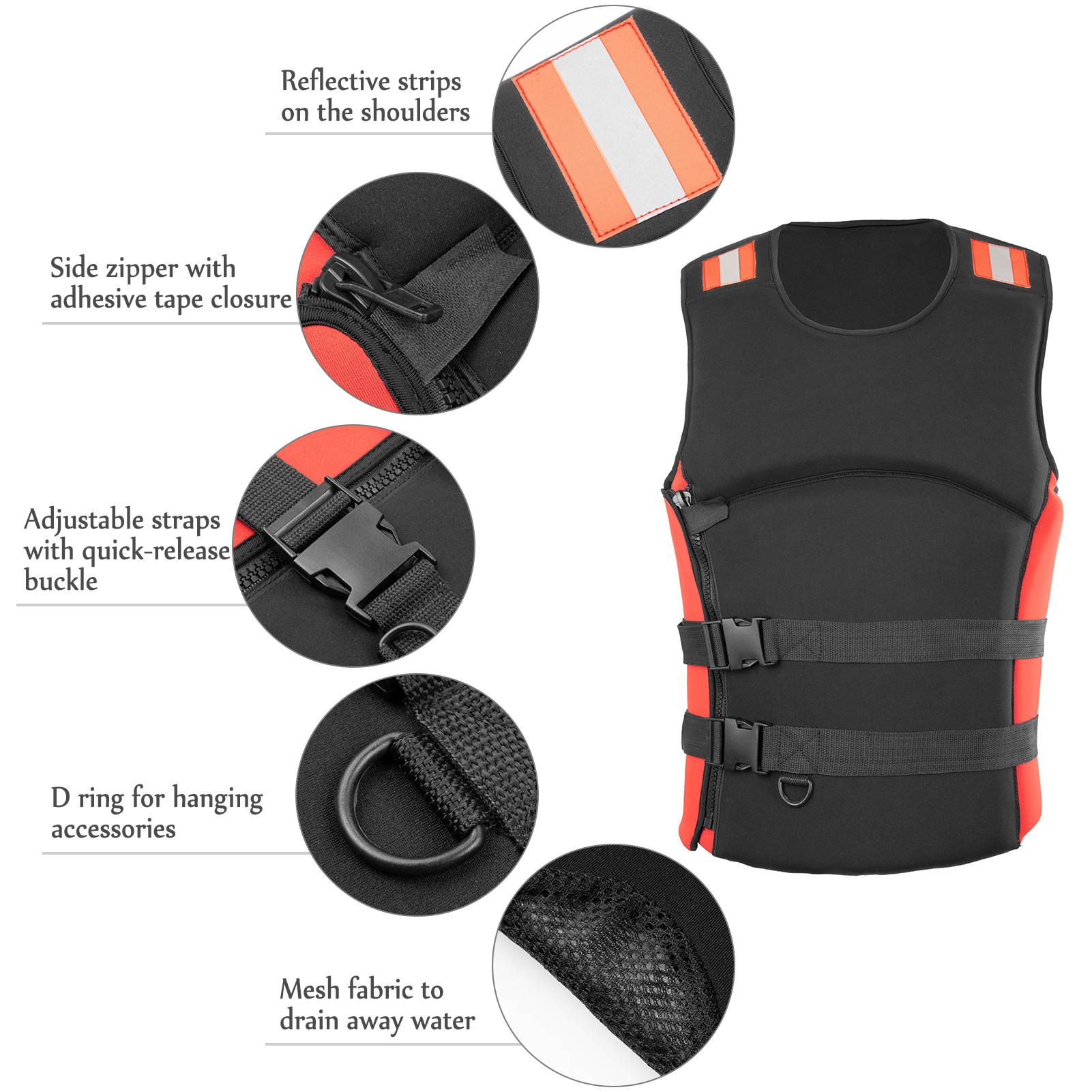 Áo phao Thể thao dưới nước bằng Vật liệu neoprene thoải mái với bọt EPE để nổi tốt.có dải phản quang, Đóng khóa kéo bên hông an toàn